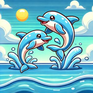 Two Swimming Dolphins